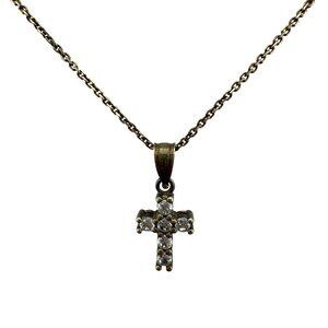 Sterling Silver Vermeil Cross Pendant Necklace With Cubic Zirconia Stones 925 It